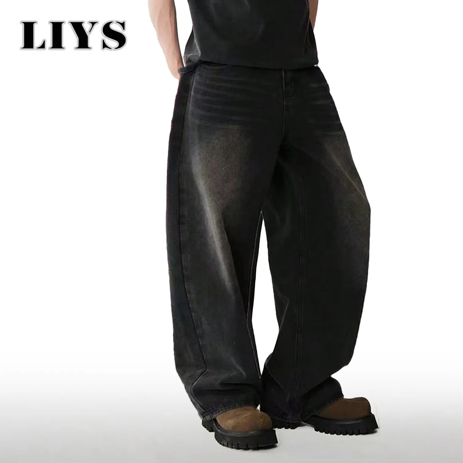 Vier Saison Herren Jeans Koreanische Version Student Casual Hosen High Street Gerade Lose Breite Bein Jeans Schwarz Grau Blau Baggy Jean