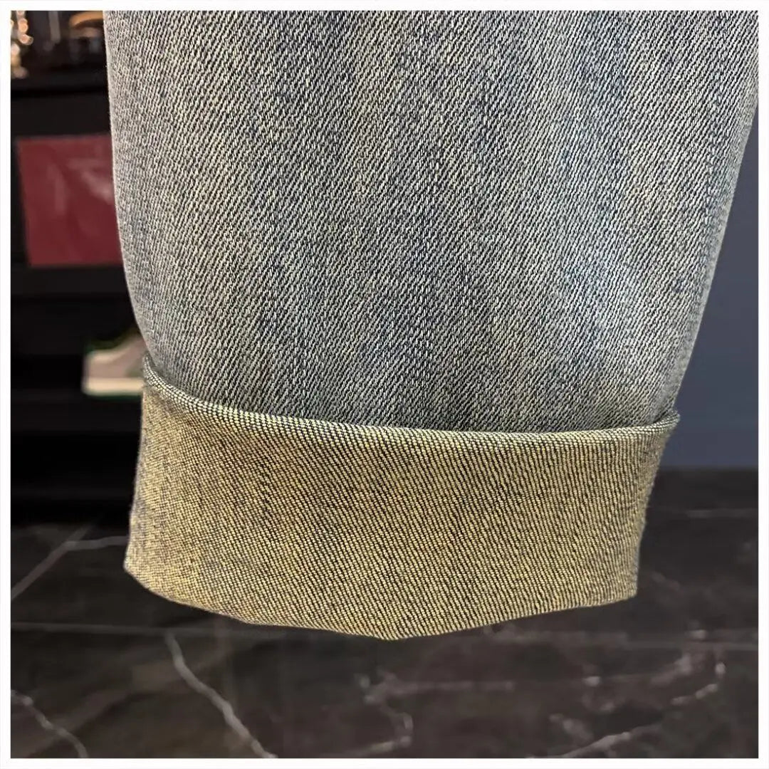 Jeans für Herren 2025, Frühling und Herbst, kleine zerrissene Jeans, Herren-Vintage-Hosen, trendige Marke, Harlan-Männerkleidung, Streetwear-Kleidung