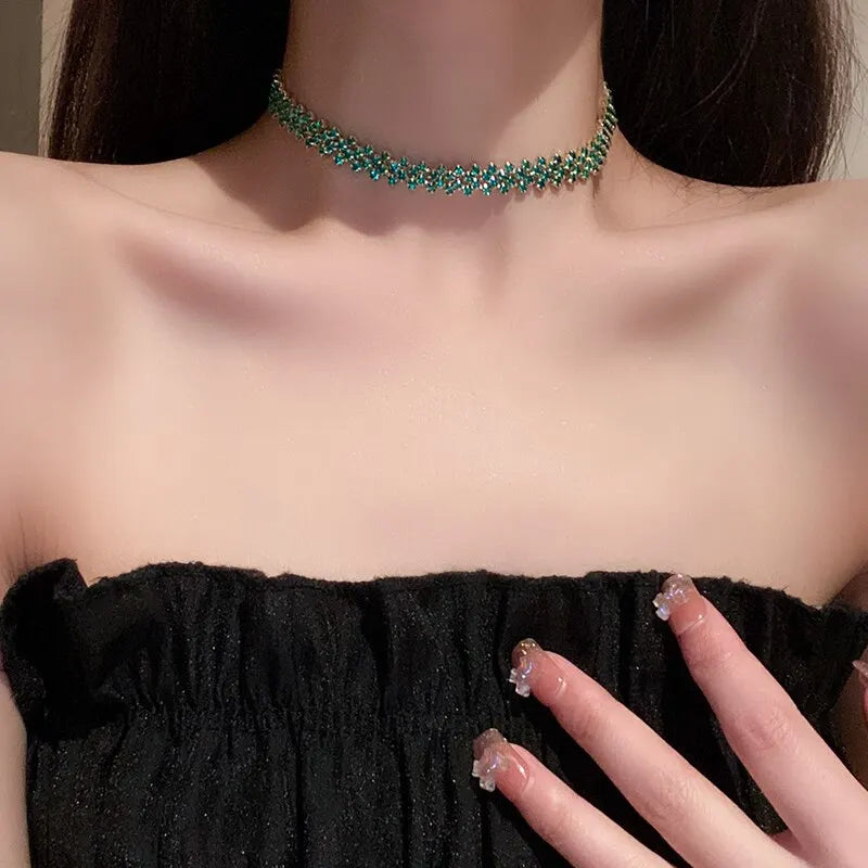 Luxuriöse glänzende voller Strass-Halskette für Frauen, personalisierte geometrische Kristall-Halsketten, Hochzeitsschmuck, Party-Geschenke