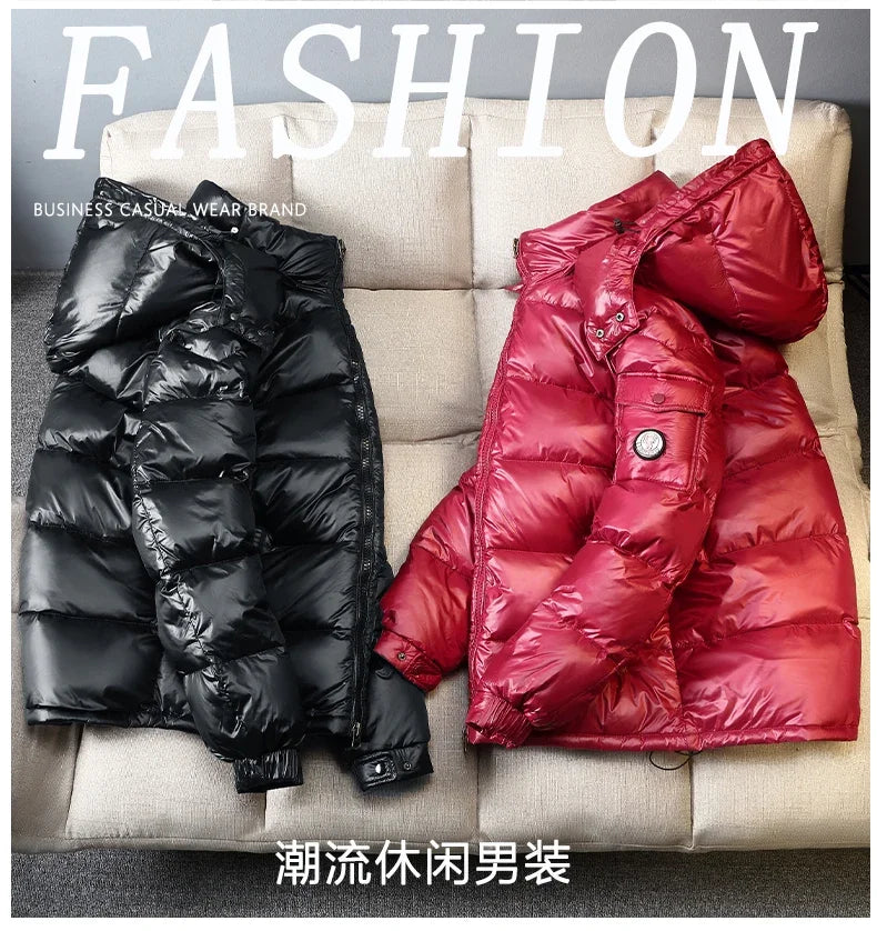2024 Winter Neue Herren Puffer Jacke Mode Dicke Männer Frauen Ente Unten Jacke Im Freien Warme Casual Mäntel Feste Kapuze Mäntel