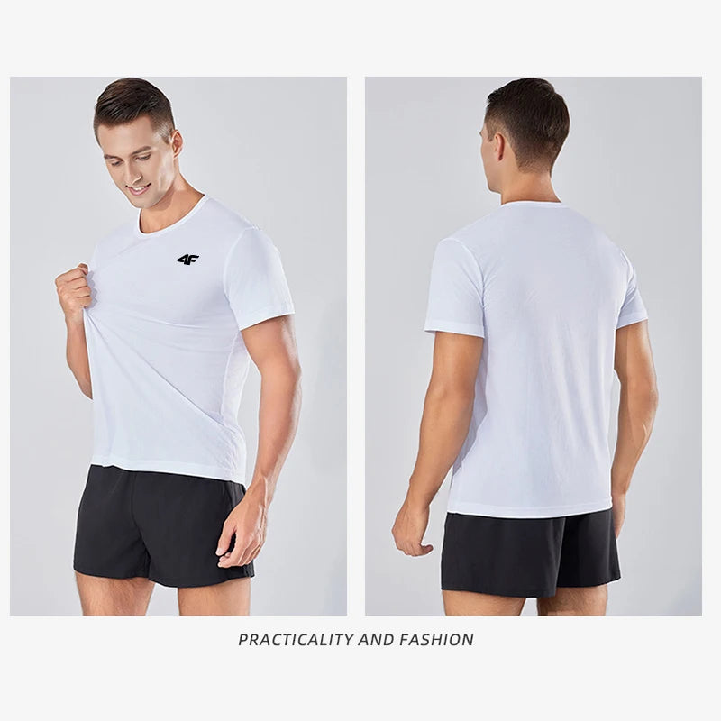 Sommer-Trainings-T-Shirt für Herren, hochwertig, atmungsaktiv, schnell trocknend, kurzärmelig, Top für Marathon, Fitnessstudio, Fitness, Basketball-T-Shirts