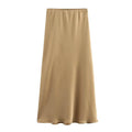 Willshela 2024 Schwarz Satin Rock Frau Hohe Taille Elegante Lange Röcke Für Frauen Mode Sommer Midi Rock Büro frauen Röcke