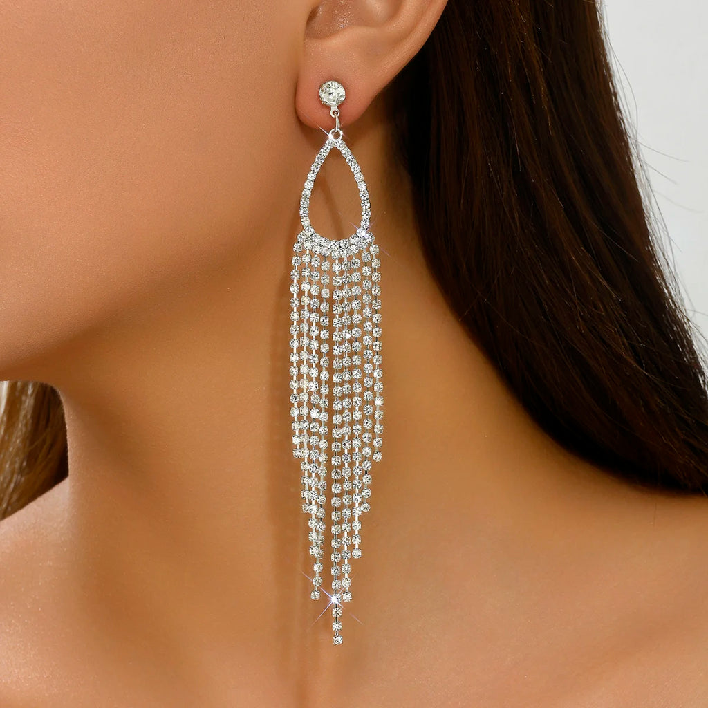 2 Stück Damenschmuck, Strass-Quastenohrringe, luxuriöse Modeaccessoires für Hochzeitsfeiern