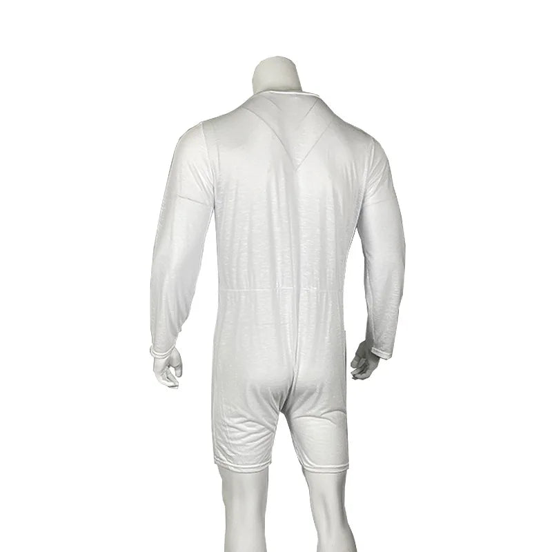 Neue 2024 Sommer-Pyjama-Sets in einfarbiger Farbe mit sexy langärmeligem Body und engem Overall für Herren
