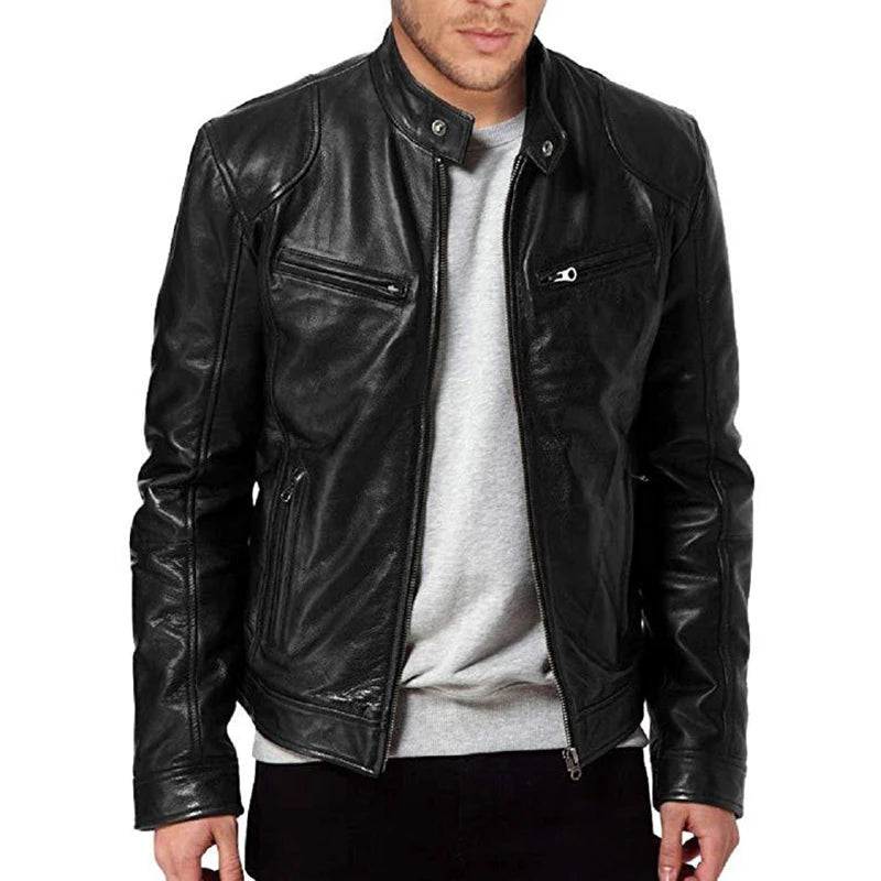 2024 motorrad Leder Jacken Mann Casual Mode Motorrad Mantel Slim Fit Revers PU Jacken Herbst Anti-wind Leder Mantel männlichen
