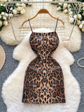 SINGREINY Sexy Leopard Women Dress 2026 Summer Trendy Night Club Party Sling Spicy Girl Sequined Glitter Bodycon Mini Dresses