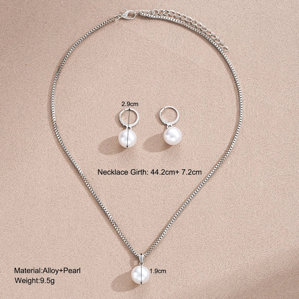 Mode Perlen Schmuck Set Für Frauen Baumeln Ohrringe Anhänger Halskette Einfache Zierliche Täglichen Tragen Outfit Party Zubehör