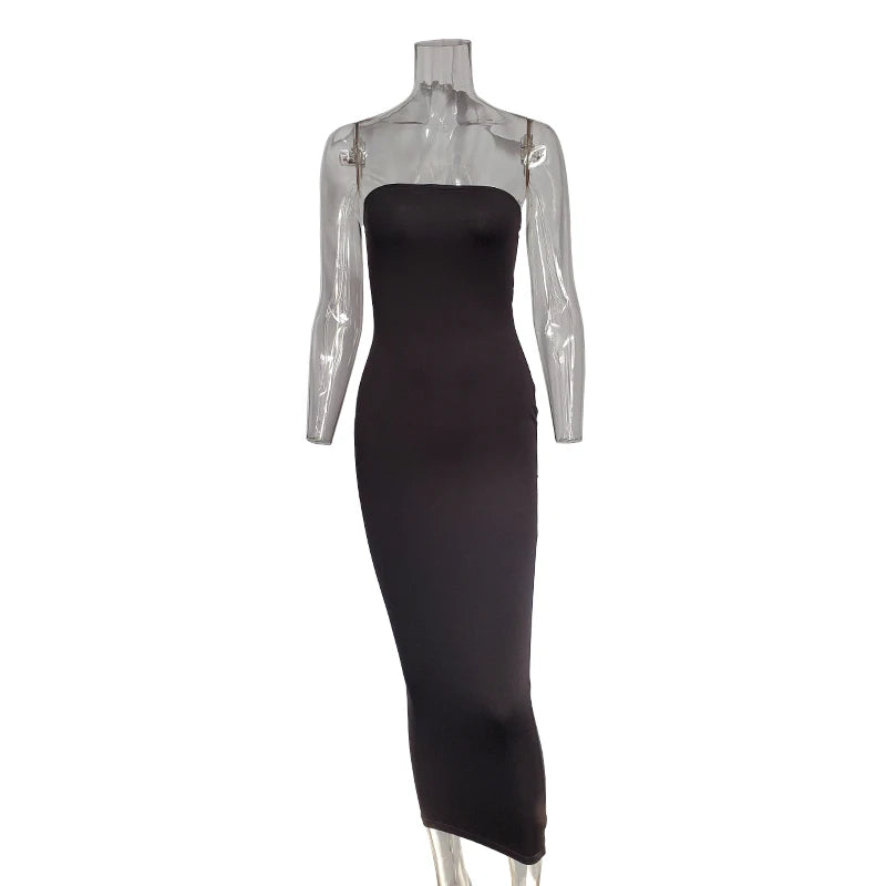 Sommer Damen Sexy ärmelloses, auf der Brust gewickeltes langes Strandkleid