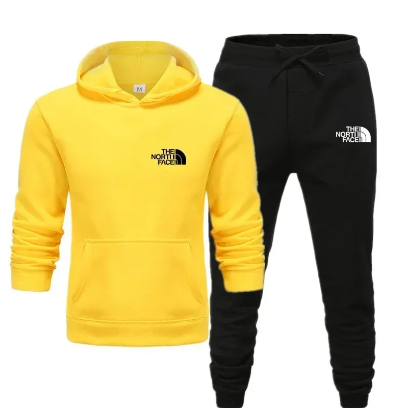 Herbst und Winter neues Herren-Sportbekleidungsset, modisches Outdoor-Herren- und Damen-Kapuzenpullover und Hose, 2-teiliges Set