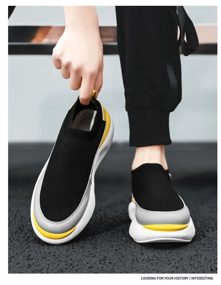 Herrensocken, atmungsaktives Mesh, Laufschuh, Sommersportschuhe, schwarze Slip-On-Slip-Ons, lässiger Fahrschuh für Herren, geeignet für den Außenbereich