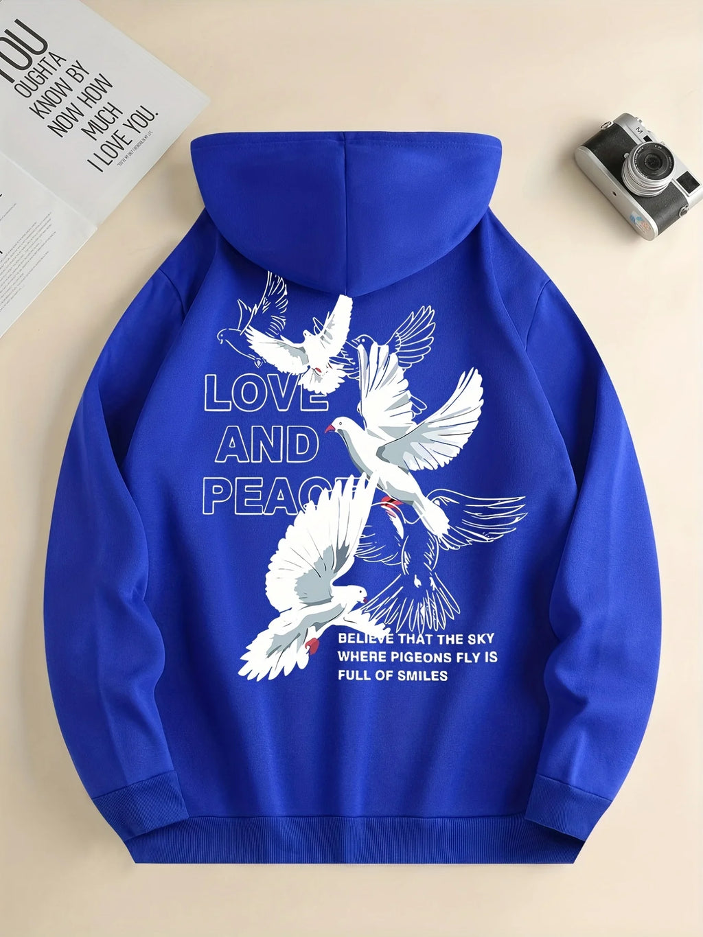 Liebe Und Frieden Brief Taube Gedruckt Hoodies Casual Frauen Sweatshirts Bequeme Fleece Pullover Crewneck Lose Weibliche Kleidung