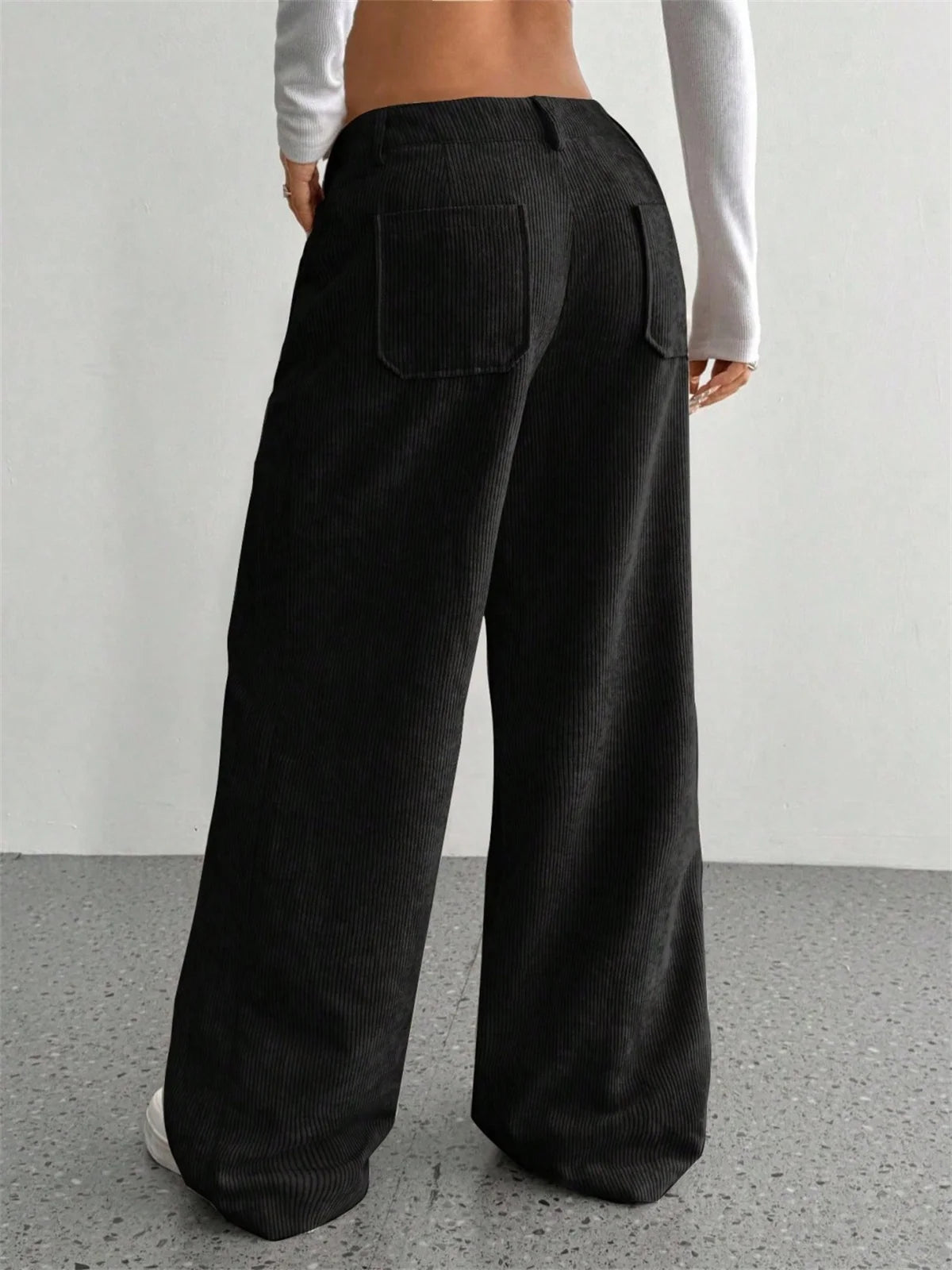 Women Autumn Winter Corduroy Pant Fashion Retro New In Wide Leg Trousers Lady Casual High Waist Solid Pants Street Chic Clothes