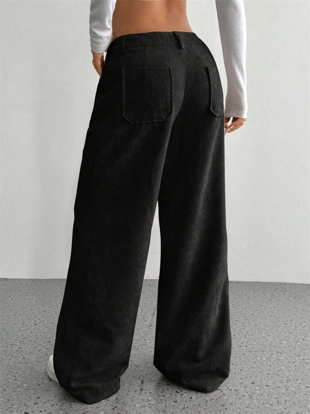 Women Autumn Winter Corduroy Pant Fashion Retro New In Wide Leg Trousers Lady Casual High Waist Solid Pants Street Chic Clothes