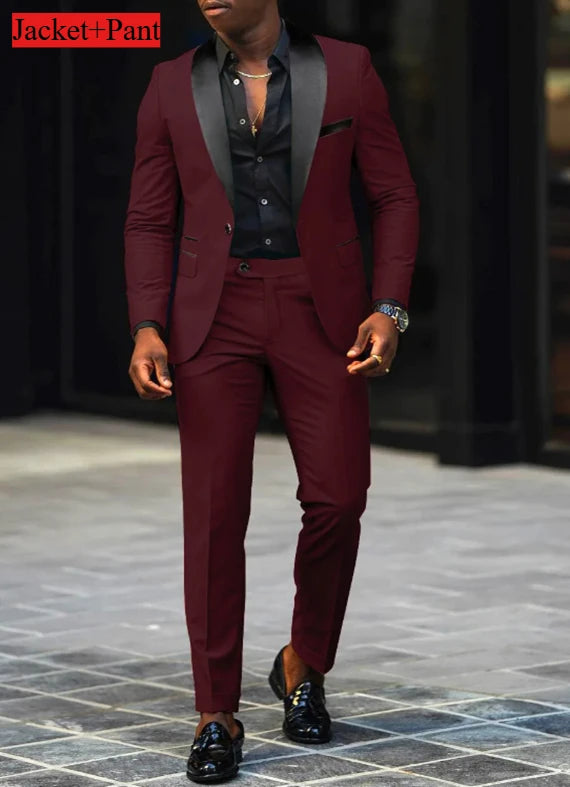 Männer Formale Slim Fit Smoking Prom Anzug Männlichen Bräutigam Hochzeit Blazer Hohe Qualität Trauzeuge Luxus Kleid Business Bankett Party Anzug