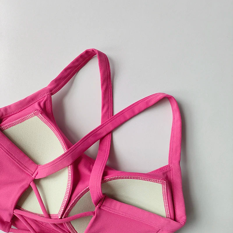 Slim Shoulders Sexy Yoga Vest Fixed Cup Medium Intensity Sports Underwear Suspender Beauty Back Shock-proof Integrated Chest Pad