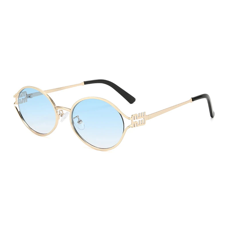 1-2PCS Neue Mode Marke Sonnenbrille Retro Kleine Rahmen Frau Mann Metall Cat Eye Brille Shades UV Schutz sonnenbrille mit Box