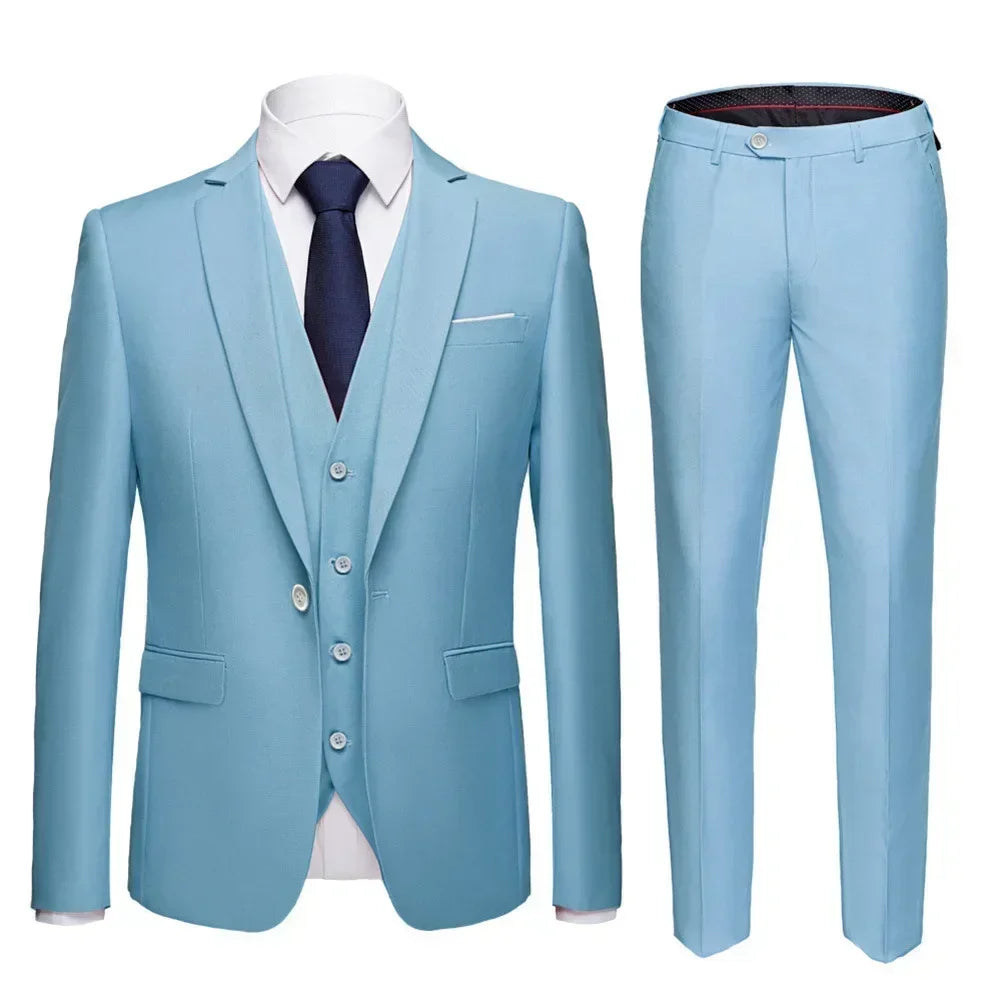 Suits For Men 3 Pieces Set Elegant Wedding  Fashion Classic Full Jackets Vest Pants Blazers Outfit 2025 Formal Costume