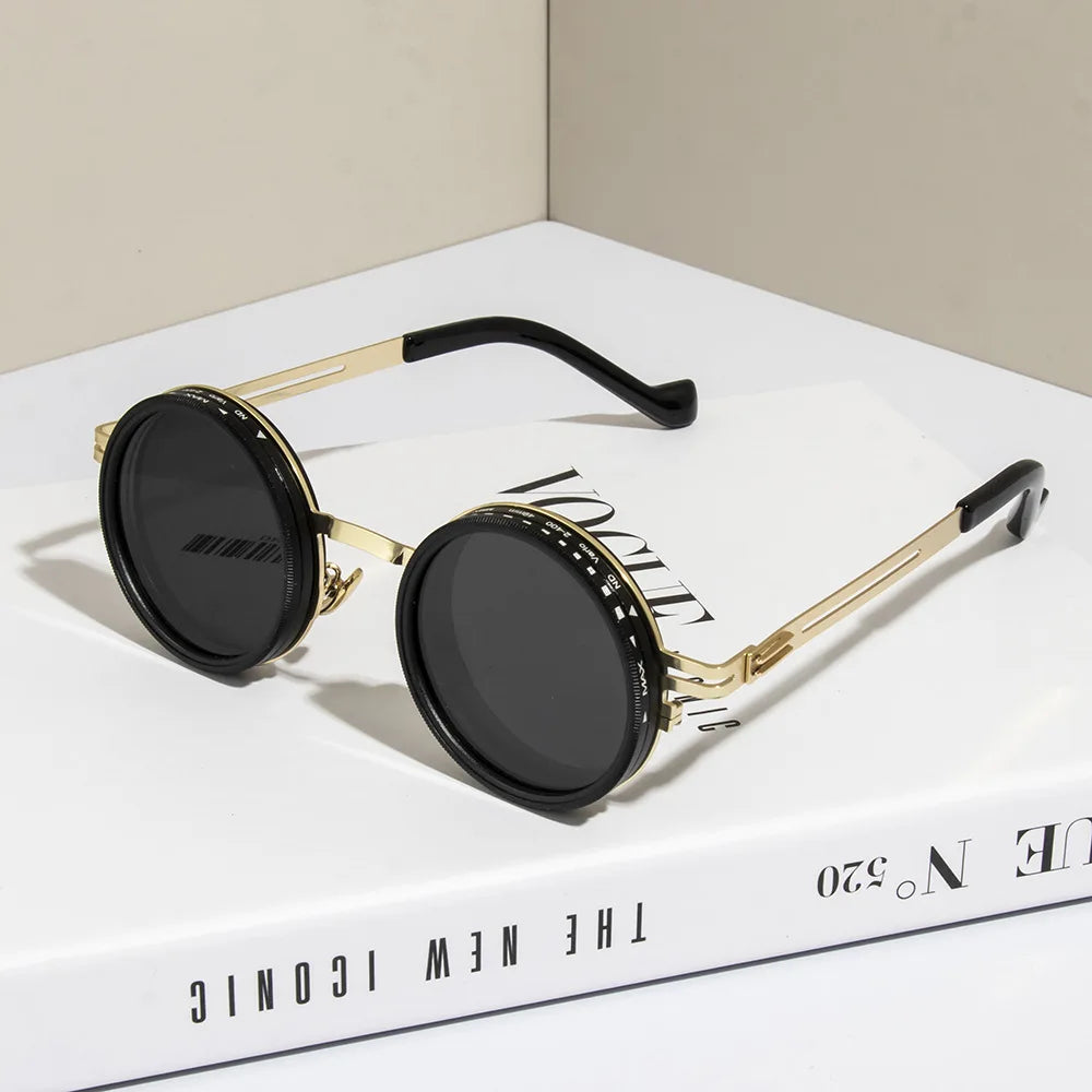 Neue Einstellbare 1-9 Sonnenbrille Punk Polarisierte Sonnenbrille Männer Frauen Runde ND Filter Linsen Retro Angeln Brillen Shades