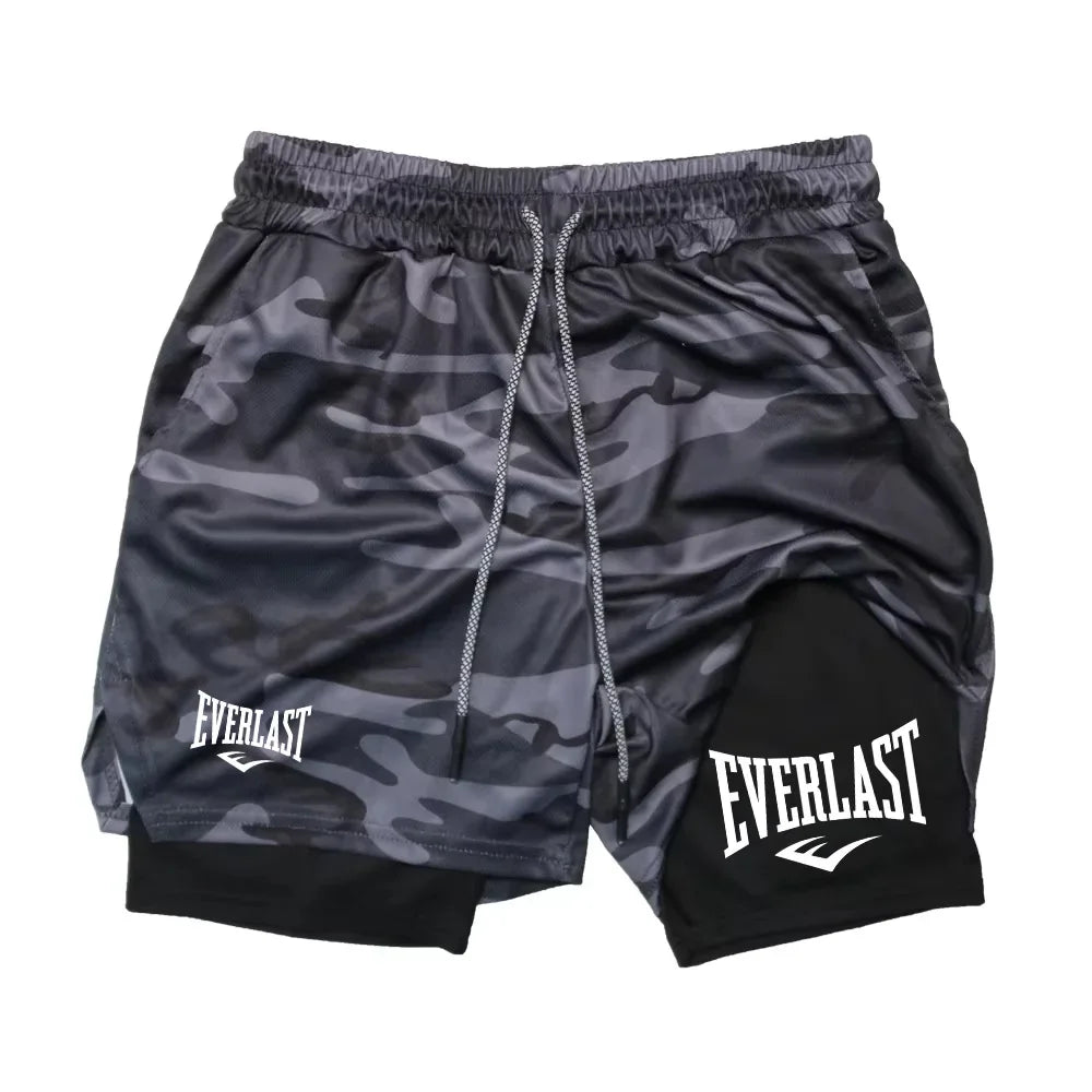 Herren Laufshorts 2 in 1 Doppellagige Sportshorts Sportbekleidung Fitness Kurze Hosen Trainings-Jogginghose Herrenbekleidung