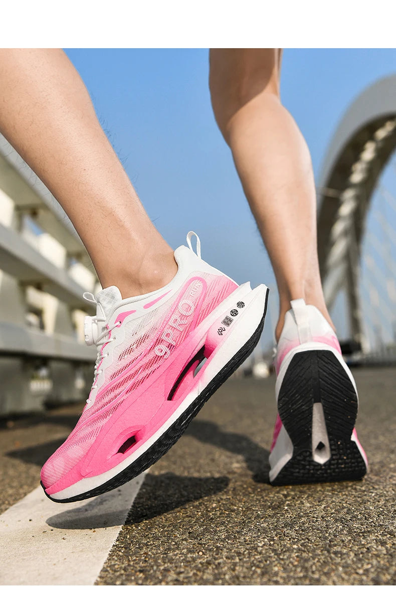 Spezialität Carbon Platte Sport Laufschuhe Marathon Air Kissen Männer Atmungsaktive Leichte Frauen Bequeme Rutschfeste Turnschuhe