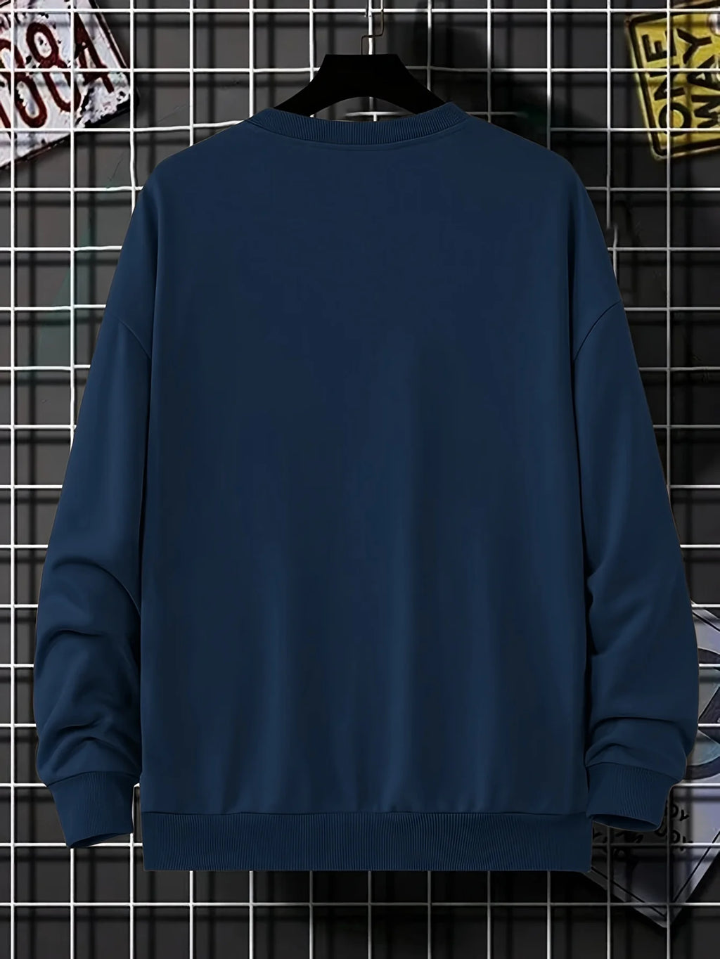 Men's autumn and winter fashionable casual loose MILANO 96 print fleece pullover long sleeved round neck sweatshirt