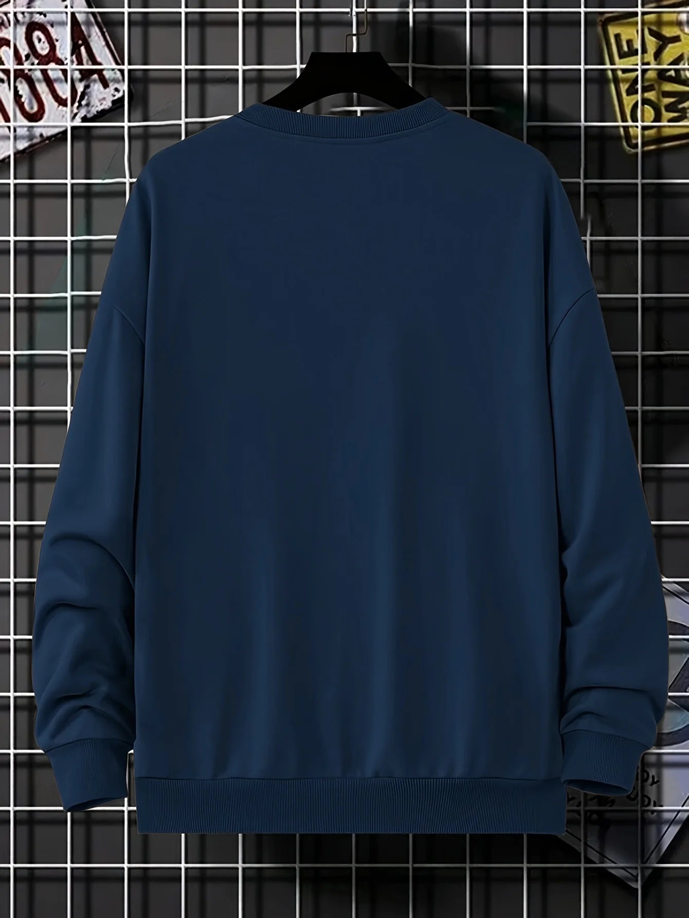 Men's autumn and winter fashionable casual loose MILANO 96 print fleece pullover long sleeved round neck sweatshirt