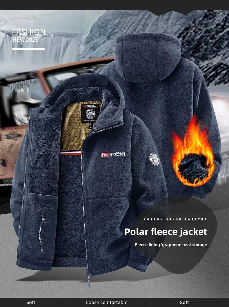 Unisex-Fleece-Sweatshirt-Jacke, norwegisch, warm, sportlich, Paar-Stil, große Größe, Studenten-Hoodie, Herrenjacke, jugendliches Design