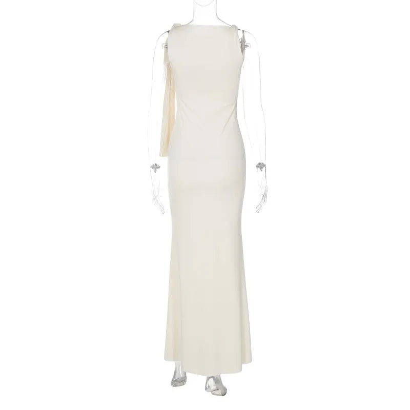 Neue Frauen Fashion Solid Oansatz Ärmellose Patchwork Sexy Bodycon Maxi Prom Kleid Sommer Frauen Kleidung Party Festival Club Y2K