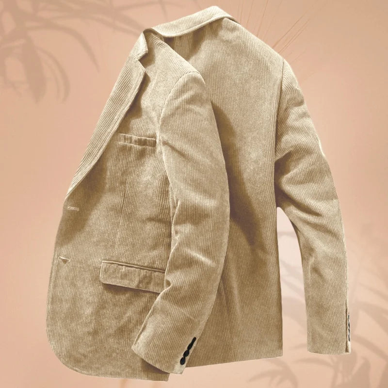 Cord-Herrenanzugjacke, Anzugjacke mit einem Knopf und Revers, Business-formelle Jacke, geeignet für Bankett, Hochzeit, formelle Kleidung für Herren