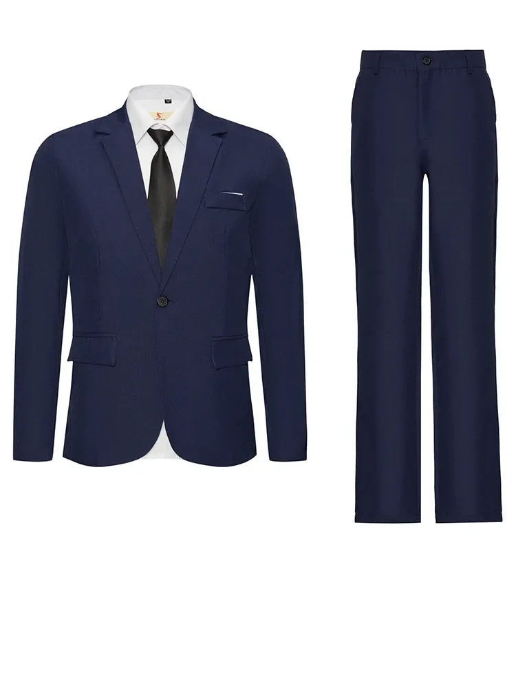 Herren Casual Hochzeitsanzug Slim Fit Zweiteiliges Set Sommer Neuer Stil Große Größe Business Formelle Kleidung Bequemes Oberteil und Hose