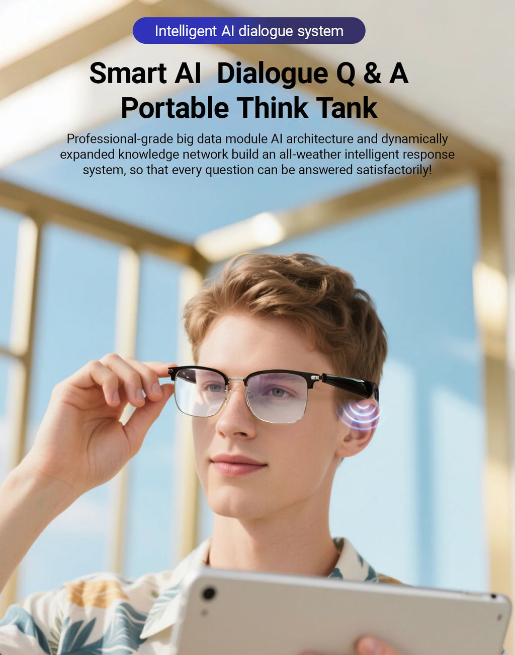 AI Simultaneous Translation Smart Wireless Bluetooth Glasses Anti-Blue Light Glasses Music Play Phone Answering Multi-functional