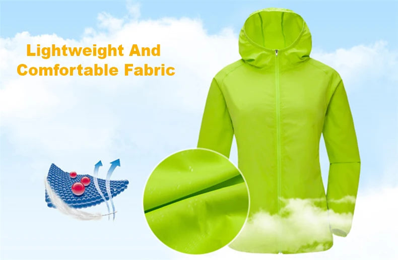 JNLN Unisex Wanderjacke Herren Damen Wasserdicht Schnelltrocknend Camping Windjacke Outdoor Trekking Angeln Regenmantel Anti UV Kleidung