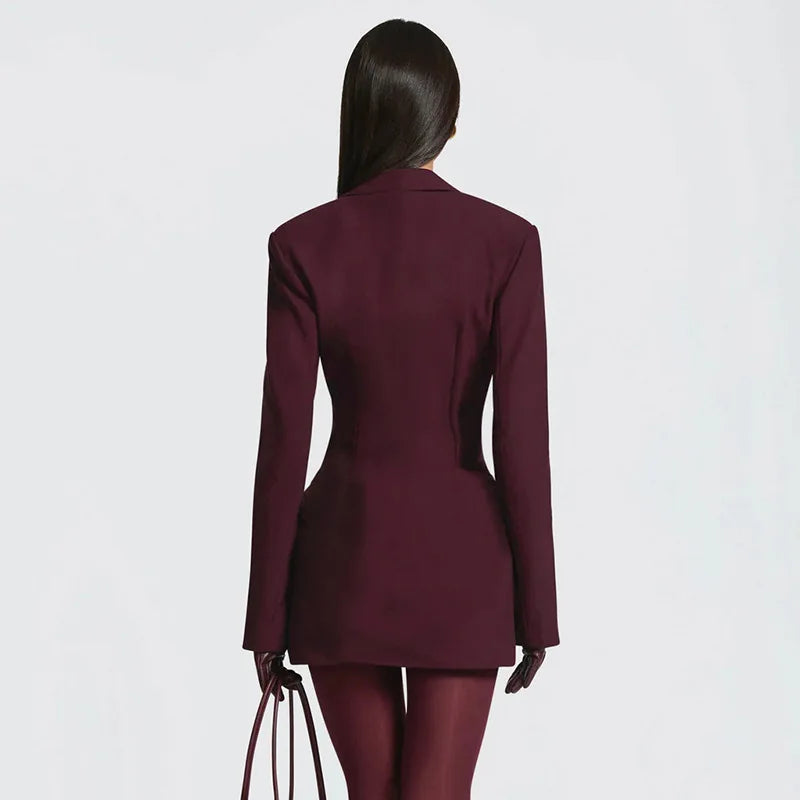 2023 neue Herbst Winter Mini Kleider Mode Frauen Langarm Tiefem V-ausschnitt Sexy Geraffte Bodycon Abend Party Club Blazer Vestidos