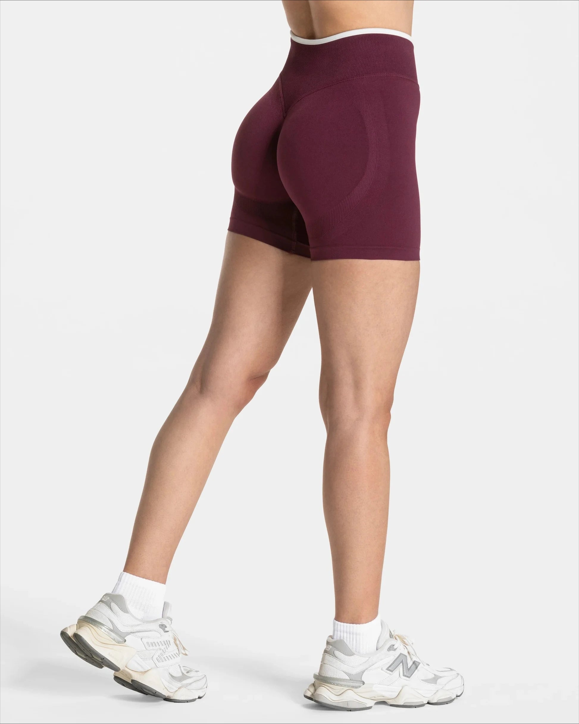 Frauen Nahtlose Gym Einfarbig Sport Shorts Weiß Taille Enge Hohe Taille Hüfte Heben Yoga Hosen Laufsport Shorts