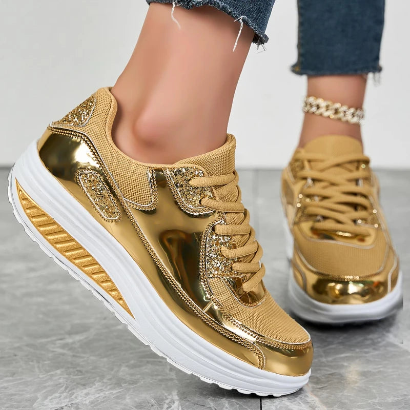 Mesh Breathable Women Casual Sneakers Lace-up Vulcanized Shoes Ladies Platform Sneakers Female Shoes Plus Size Zapatos De Mujer