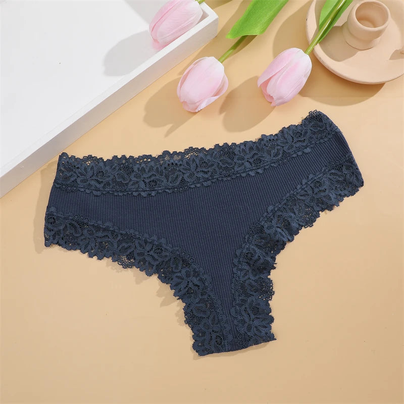 5 Teile/satz Frauen Baumwolle Höschen Floral Spitze Intime Unterwäsche Trendy Patchwork Spitze Slip Weibliche Weiche Unterhose Dessous S-XL