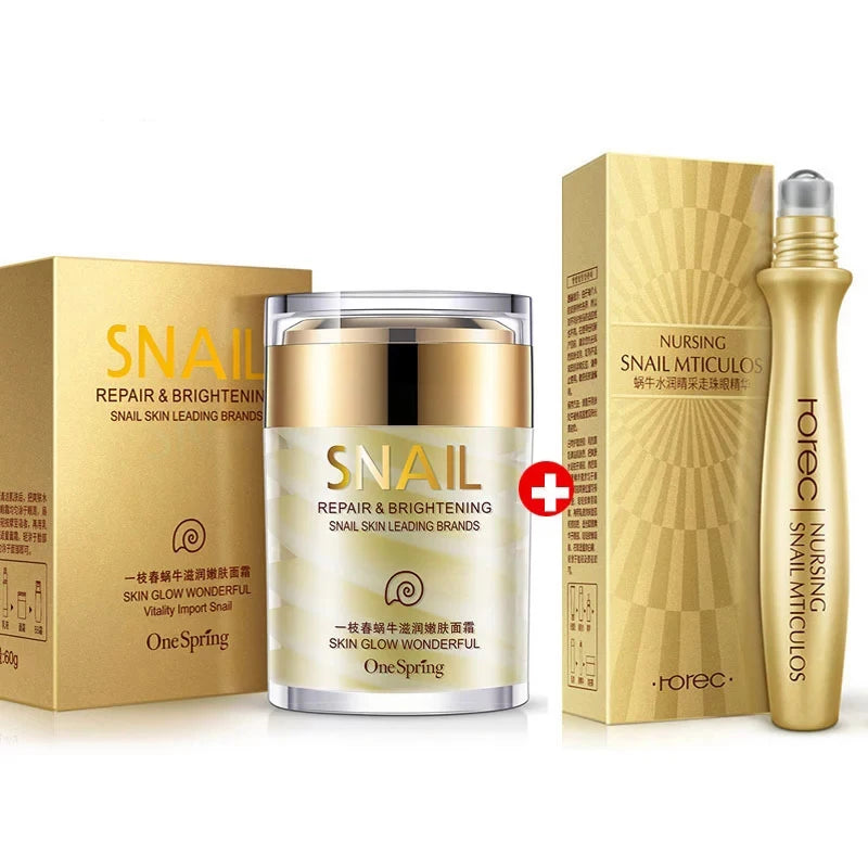 Hautpflege Schneckencreme Kollagencreme Anti Aging Haut aufhellen Gesichtscreme Verblassen dunkle Augenringe Entfernen Tränensäcke Augenserum