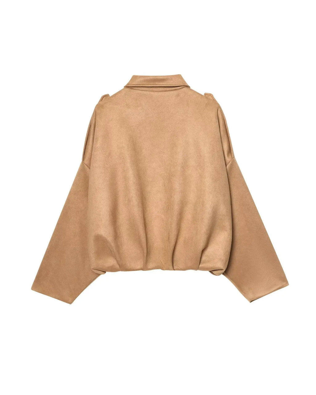 Retro Style Suede Jacket Zipper Collar Outerwear for Women Medium Thickness Long Sleeve Street Fashion Loose Fit Autumn Winter