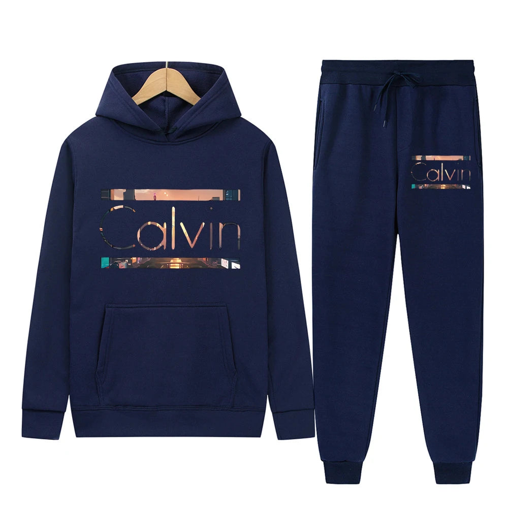 Men's autumn and winter loose hooded sweatshirt New York City letter printed long sleeved warm pullover