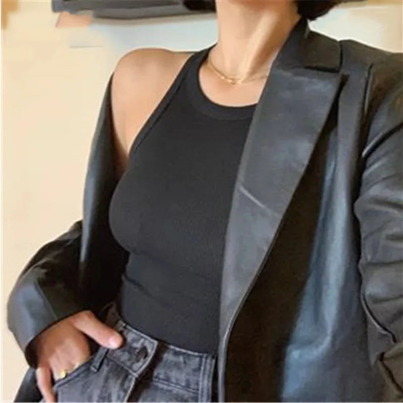 Rippstrick grünes Damen-Tanktop, Sommer, lässig, Basic, dünn, Weste, ärmellos, weiß, schulterfrei, Y2K, sexy Damen-Crop-Top