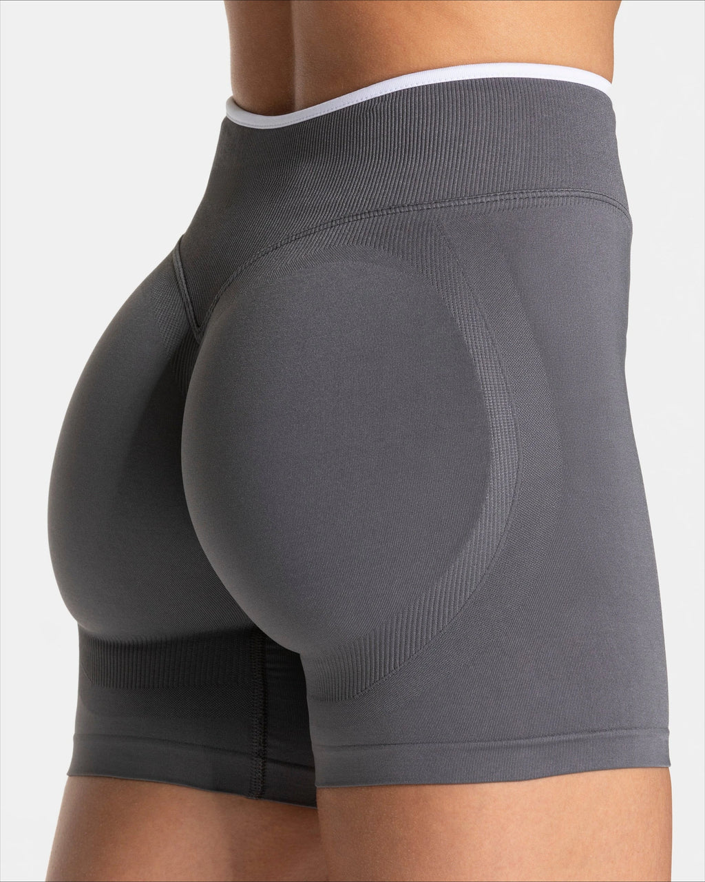 Frauen Nahtlose Gym Einfarbig Sport Shorts Weiß Taille Enge Hohe Taille Hüfte Heben Yoga Hosen Laufsport Shorts