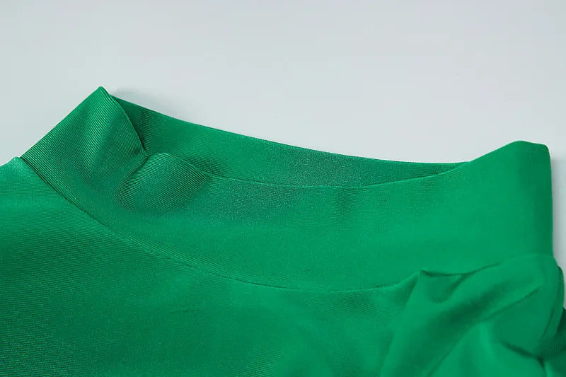 Schulter Gepolsterte Lange Hülse Bodycon Grün Party Club Maxi Lange Kleid 2024 Frühling Herbst Frauen Mode Elegante Kleidung