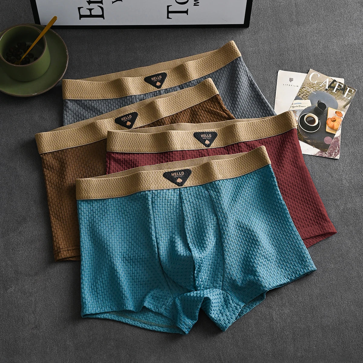1/4 Stück Herren-Unterwäsche aus Eisseide, heiße Dessous, dünne Boxershorts, coole Unterhosen, atmungsaktive sexy Slips, U-förmige Shorts, Größen L-6XL