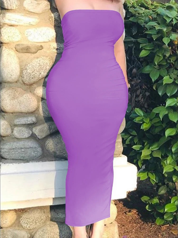 Sommer Damen Sexy ärmelloses, auf der Brust gewickeltes langes Strandkleid