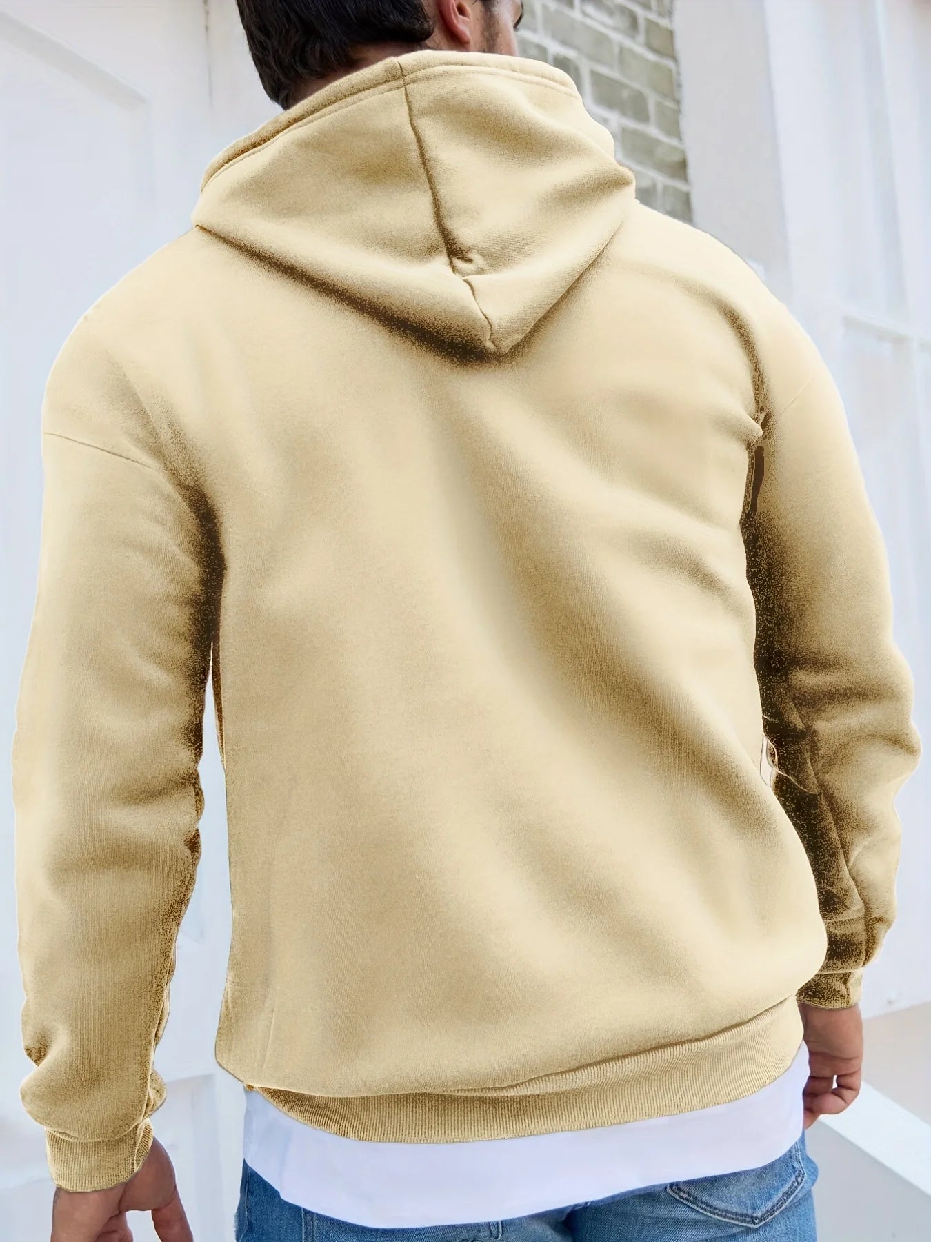 Herren Herbst und Winter, lässige Mode, locker, Übergröße, einfacher Fleece-Pullover mit Buchstabendruck, langärmeliges Kapuzen-Sweatshirt
