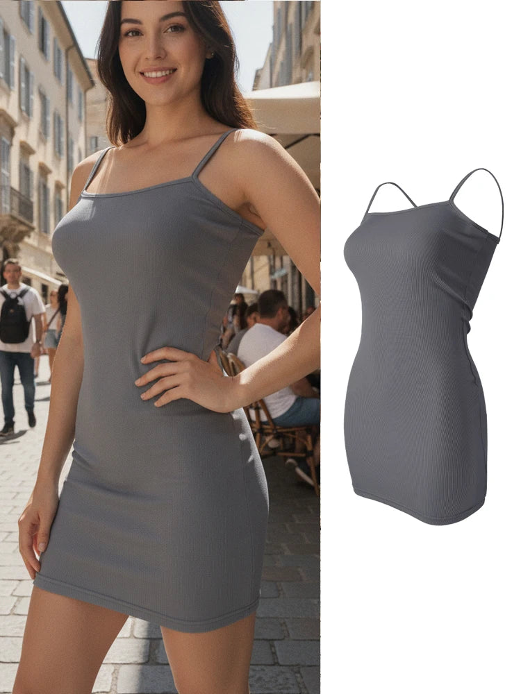 Sommerliches nahtloses Trägerkleid, ärmelloses Satin-Nachthemd, dehnbare Damen-Schlafkleidung mit Spaghettiträgern, lockere Freizeitkleidung für zu Hause