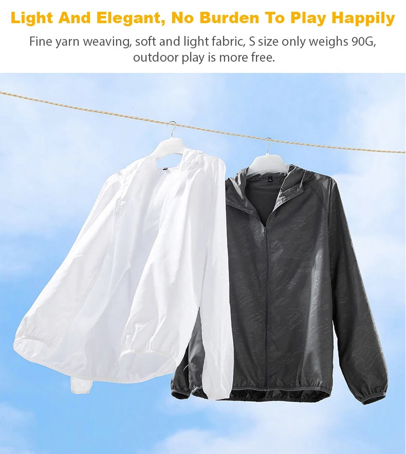 JNLN Unisex Wanderjacke Herren Damen Wasserdicht Schnelltrocknend Camping Windjacke Outdoor Trekking Angeln Regenmantel Anti UV Kleidung