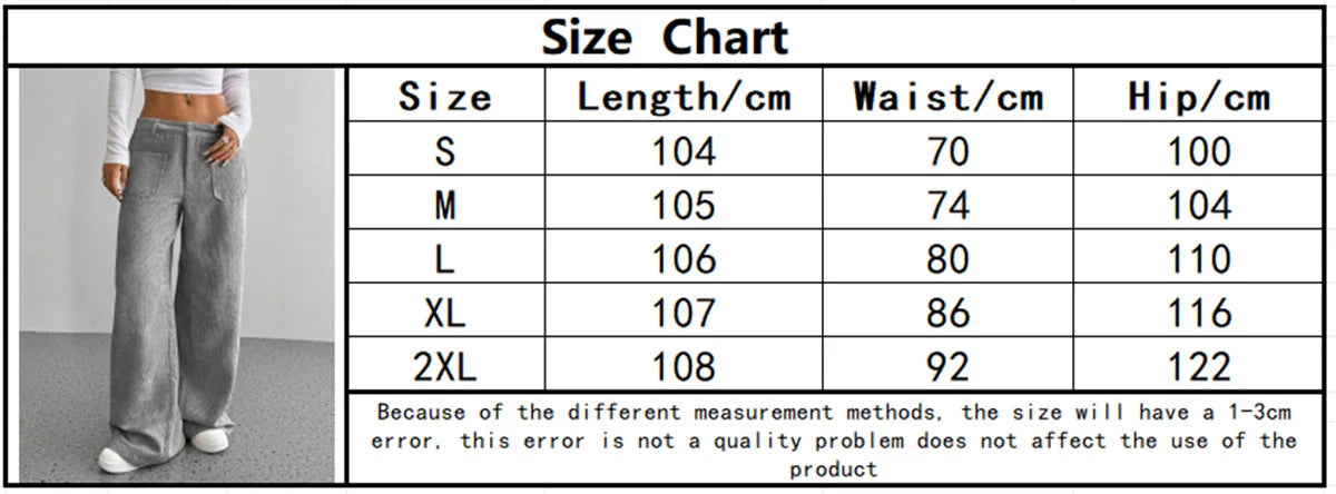Women Autumn Winter Corduroy Pant Fashion Retro New In Wide Leg Trousers Lady Casual High Waist Solid Pants Street Chic Clothes