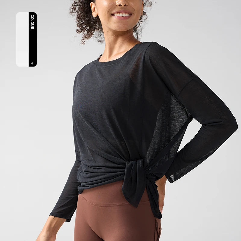Gym Sport Tops Workout T-shirts Frauen Yoga Kleidung Laufen Lose Schlank Schnell Trocknend Training Langarm Bluse Fitness Tops 👚