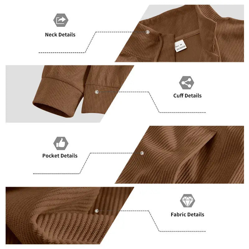 American heavy corduroy men's jacket simple and versatile multi-pocket stand-up collar long-sleeved jacket